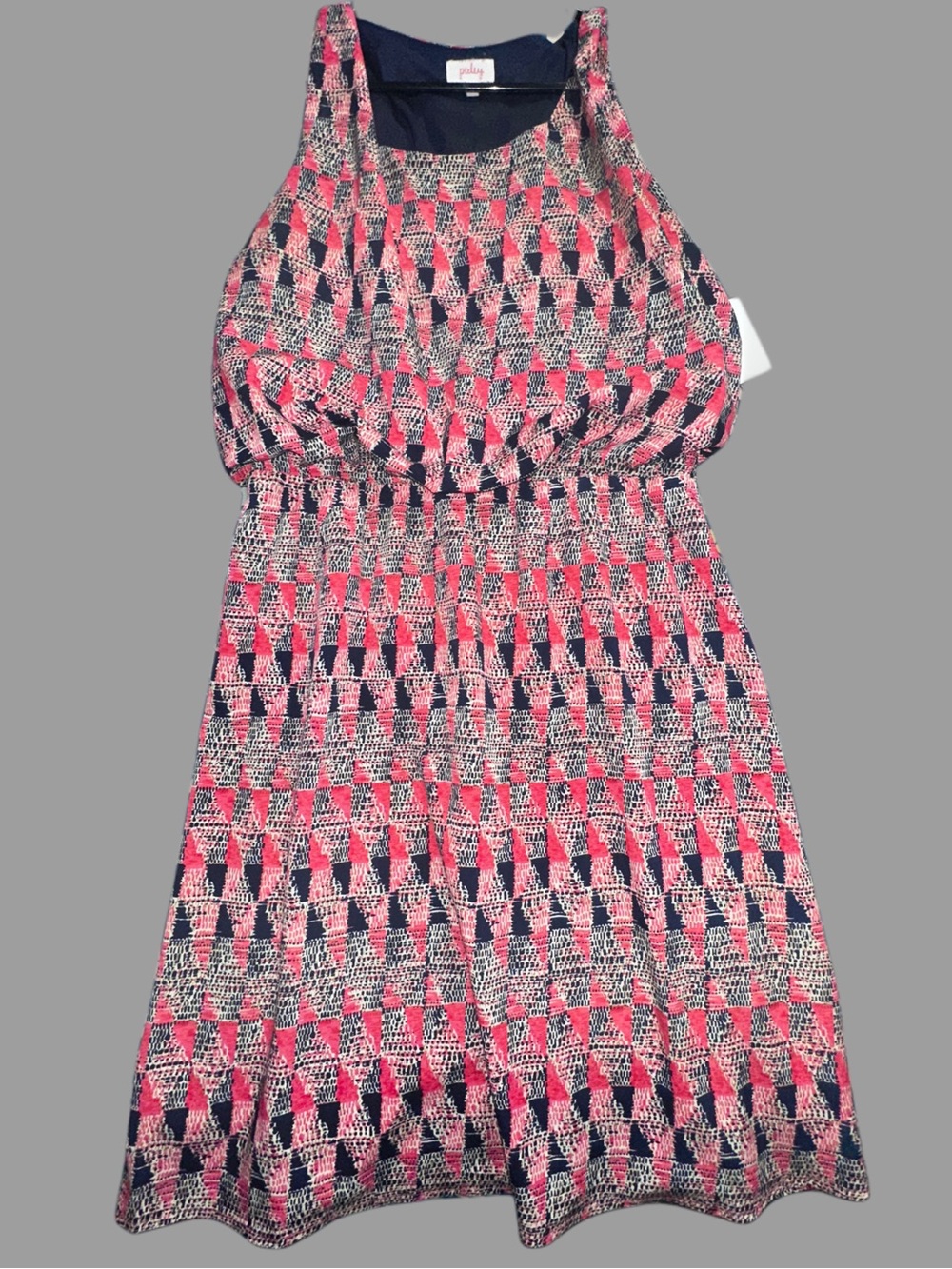 Pixley Pink and Navy Geometric Halter Dress